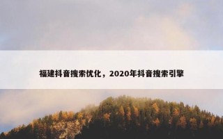 福建抖音搜索优化，2020年抖音搜索引擎