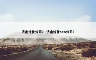 济南优化公司？ 济南优化seo公司？