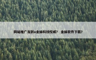 网站推广当到a金脉科技权威？ 金脉软件下载？