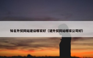 知名外贸网站建设哪家好（建外贸网站哪家公司好）