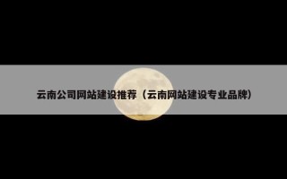 云南公司网站建设推荐（云南网站建设专业品牌）