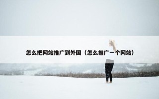 怎么把网站推广到外国（怎么推广一个网站）