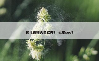 优化首推火星软件？ 火星seo？