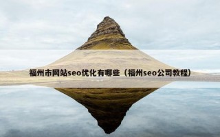 福州市网站seo优化有哪些（福州seo公司教程）