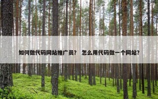 如何做代码网站推广员？ 怎么用代码做一个网站？
