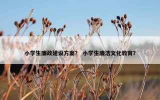 小学生廉政建设方案？ 小学生廉洁文化教育？
