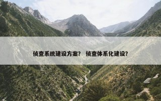 侦查系统建设方案？ 侦查体系化建设？