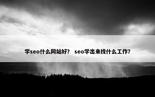 学seo什么网站好？ seo学出来找什么工作？