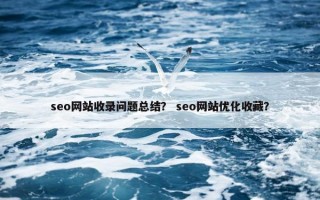 seo网站收录问题总结？ seo网站优化收藏？