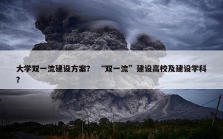 大学双一流建设方案？ “双一流”建设高校及建设学科？