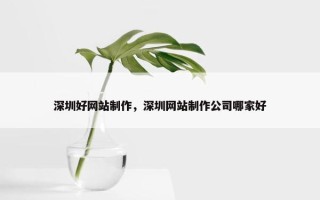 深圳好网站制作，深圳网站制作公司哪家好