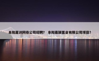 阜阳嘉训网络公司招聘？ 阜阳嘉颖置业有限公司项目？