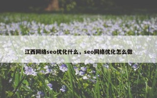 江西网络seo优化什么，seo网络优化怎么做