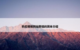 购买模板网站弊端的简单介绍