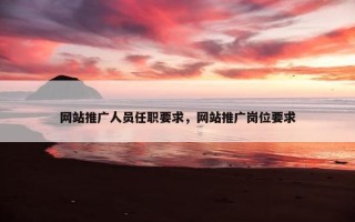 网站推广人员任职要求，网站推广岗位要求