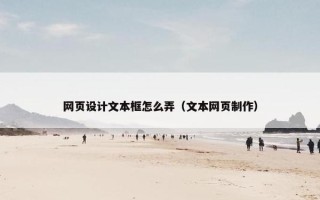 网页设计文本框怎么弄（文本网页制作）
