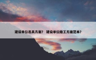 建设单位出具方案？ 建设单位施工方案范本？