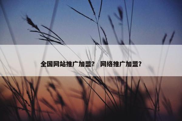 全国网站推广加盟？ 网络推广加盟？-第1张图片-冷动云