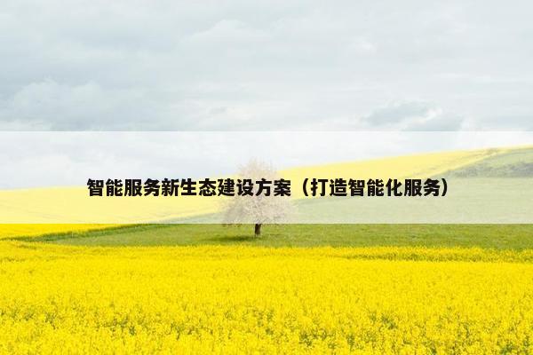 智能服务新生态建设方案（打造智能化服务）-第1张图片-冷动云