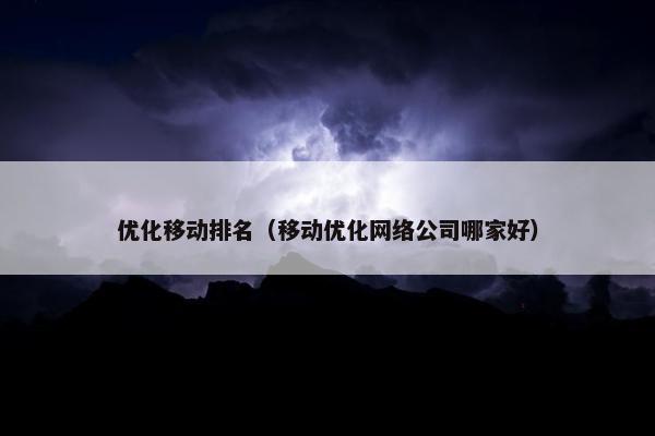 优化移动排名（移动优化网络公司哪家好）-第1张图片-冷动云