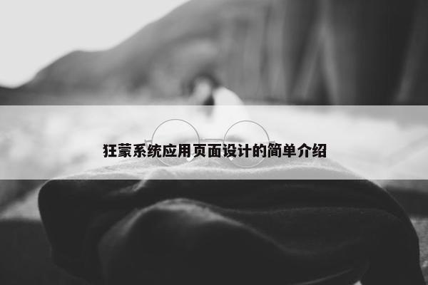 狂蒙系统应用页面设计的简单介绍-第1张图片-冷动云