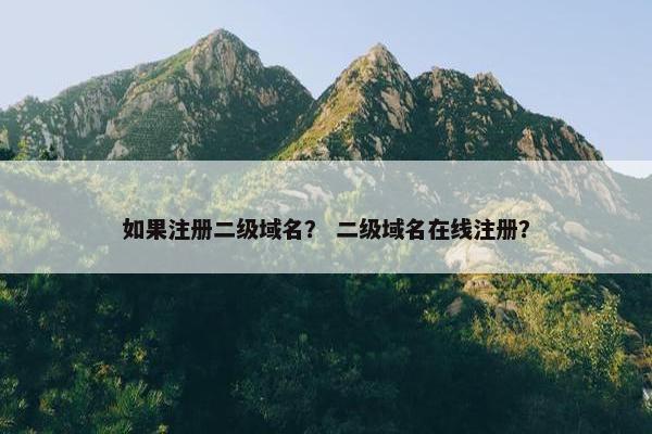 如果注册二级域名？ 二级域名在线注册？-第1张图片-冷动云