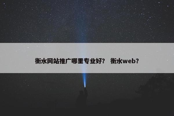 衡水网站推广哪里专业好？ 衡水web？-第1张图片-冷动云
