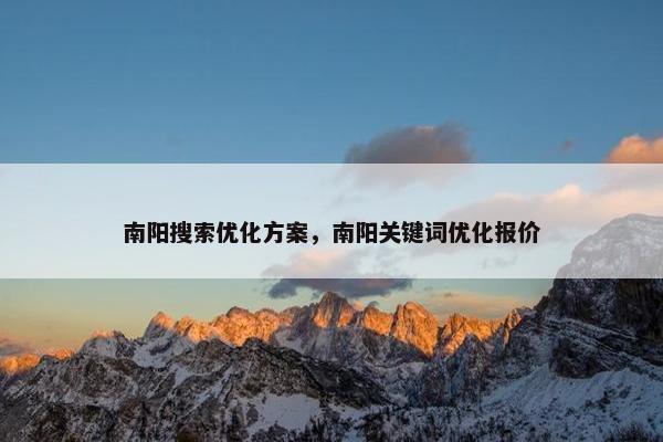 南阳搜索优化方案，南阳关键词优化报价-第1张图片-冷动云