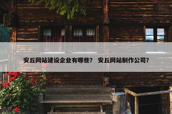 安丘网站建设企业有哪些？ 安丘网站制作公司？-第1张图片-冷动云
