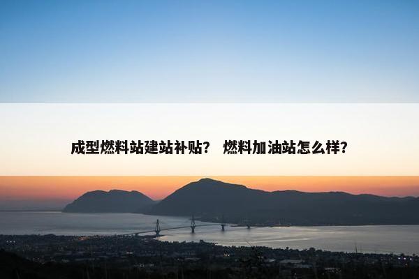成型燃料站建站补贴？ 燃料加油站怎么样？-第1张图片-冷动云