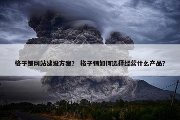格子铺网站建设方案？ 格子铺如何选择经营什么产品？-第1张图片-冷动云