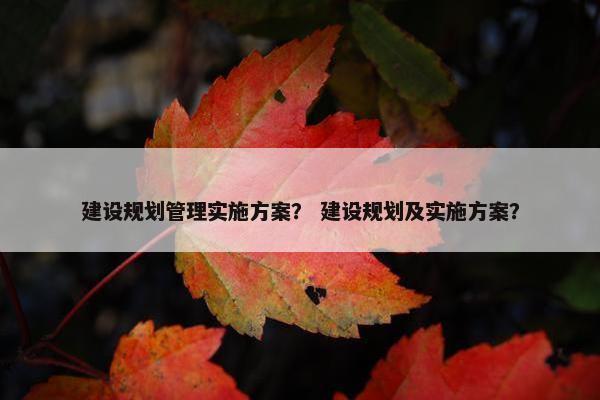 建设规划管理实施方案？ 建设规划及实施方案？-第1张图片-冷动云