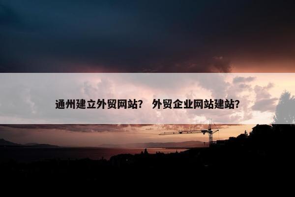 通州建立外贸网站？ 外贸企业网站建站？-第1张图片-冷动云