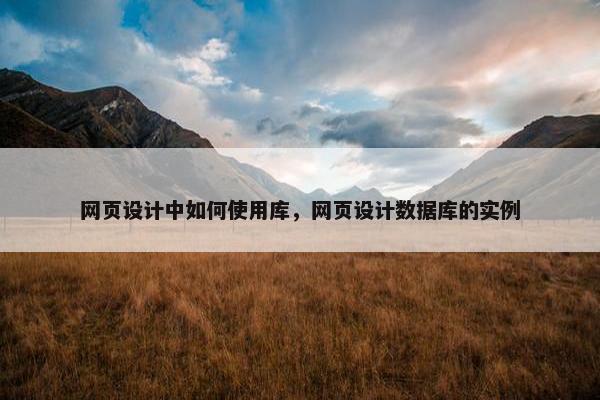 网页设计中如何使用库，网页设计数据库的实例-第1张图片-冷动云