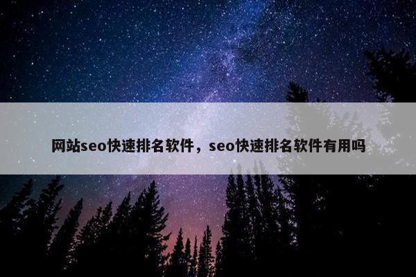 网站seo快速排名软件，seo快速排名软件有用吗-第1张图片-冷动云