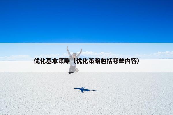 优化基本策略（优化策略包括哪些内容）-第1张图片-冷动云
