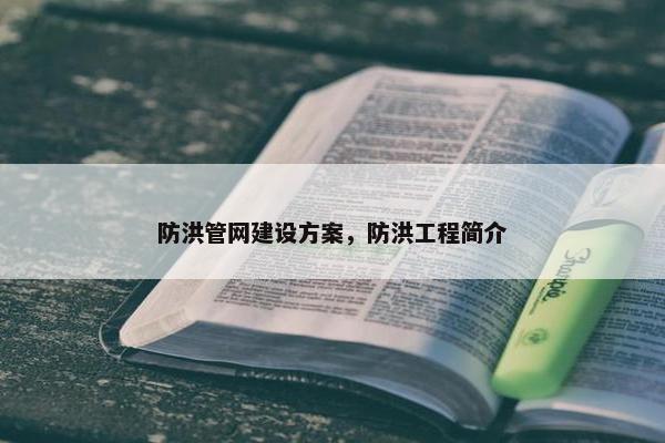 防洪管网建设方案，防洪工程简介-第1张图片-冷动云