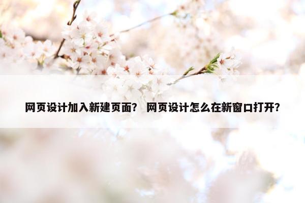 网页设计加入新建页面？ 网页设计怎么在新窗口打开？-第1张图片-冷动云