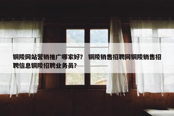 铜陵网站营销推广哪家好？ 铜陵销售招聘网铜陵销售招聘信息铜陵招聘业务员？-第1张图片-冷动云