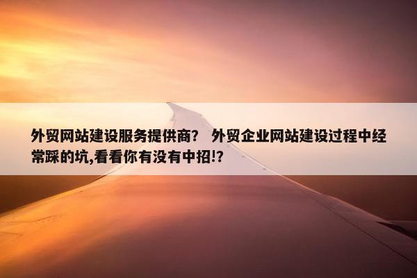 外贸网站建设服务提供商？ 外贸企业网站建设过程中经常踩的坑,看看你有没有中招!？-第1张图片-冷动云