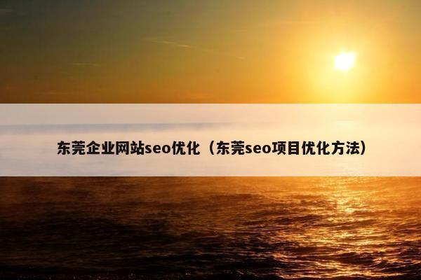 东莞企业网站seo优化（东莞seo项目优化方法）-第1张图片-冷动云