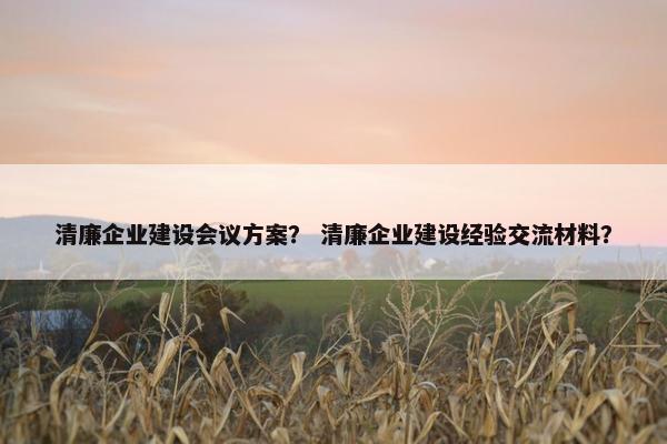 清廉企业建设会议方案？ 清廉企业建设经验交流材料？-第1张图片-冷动云